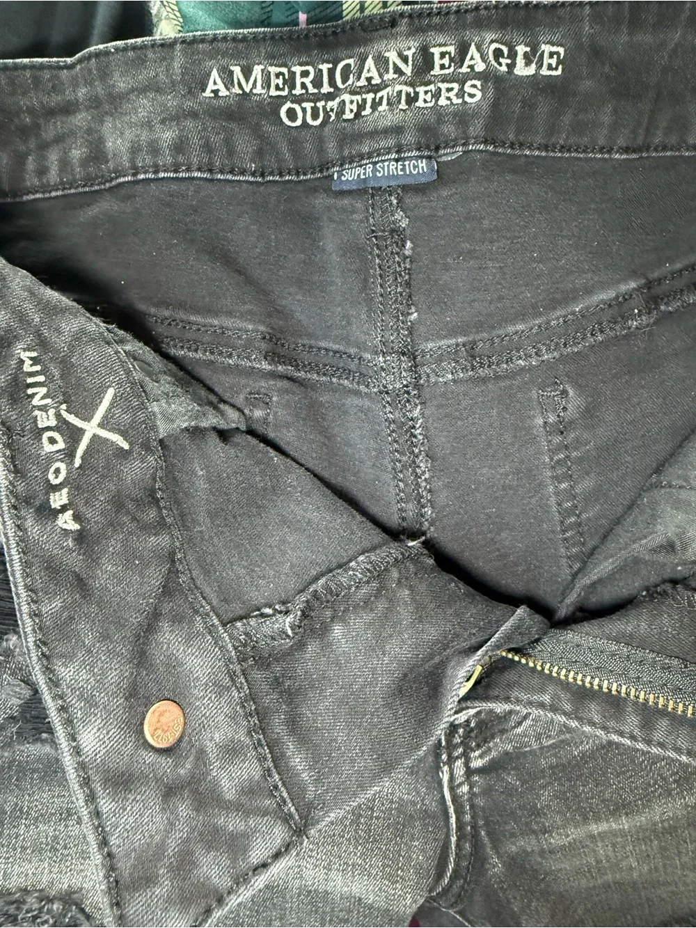 American Eagle Next Level Stretch Distressed High Rise Denim Shortie Shorts 12